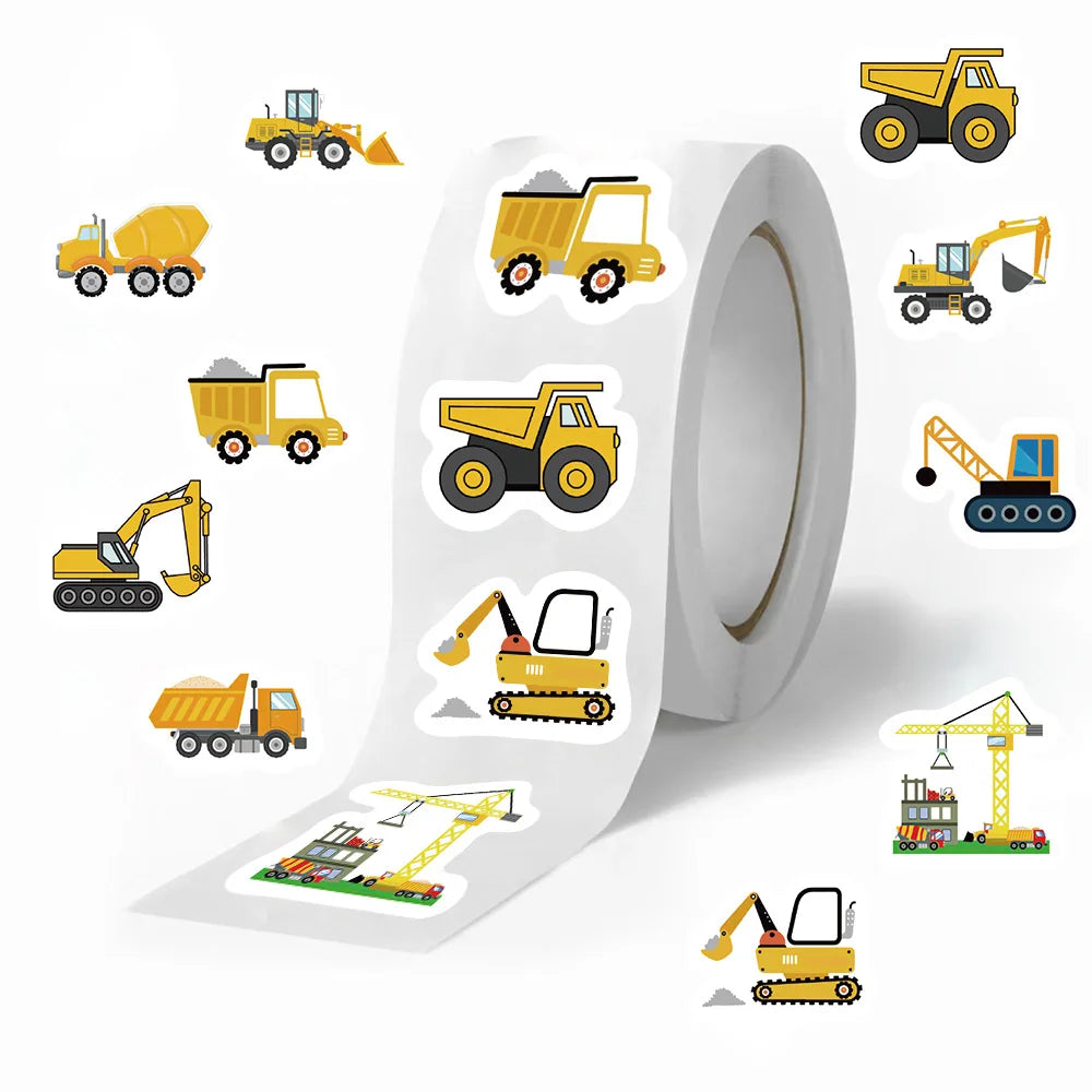 500Pcs Construction Vehicle Sticker Roll For Kids Reward Encourage Sticker For Labels Thank You Sticker