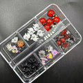 1Box Nail Art Resin Charms Cute Christmas Series Snowman Wreath Boots Dessert Cake Nails Accessories DIY Winter Manicure Decorat