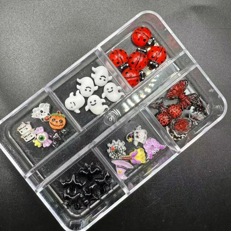 1Box Nail Art Resin Charms Cute Christmas Series Snowman Wreath Boots Dessert Cake Nails Accessories DIY Winter Manicure Decorat