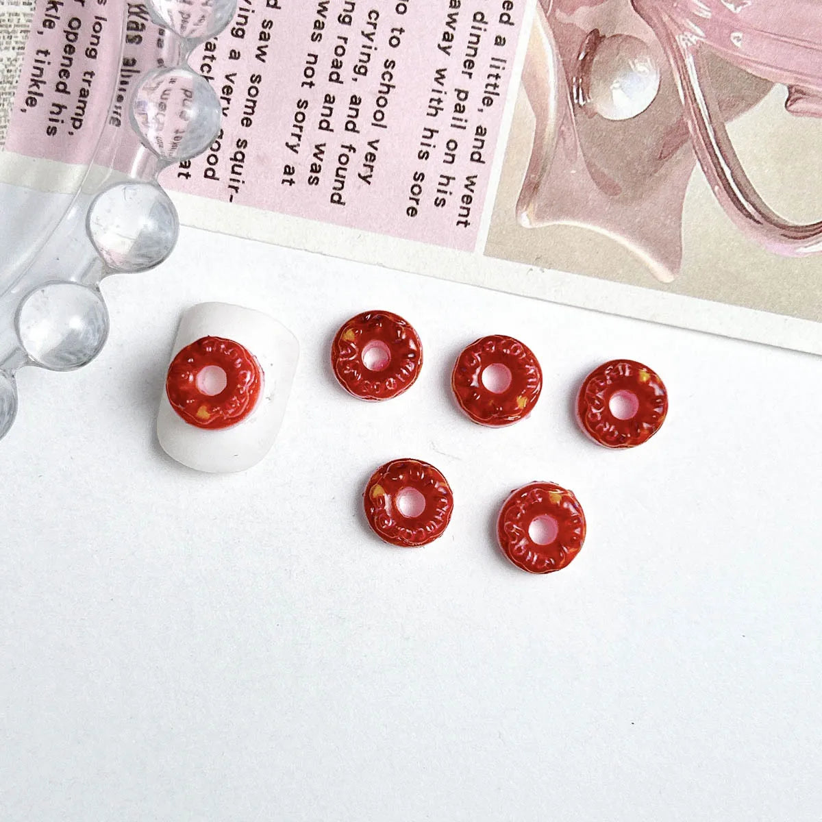 20PC Candy Nail Charms Lumious Cartoon Donut Nail ArtF Accessories Creative Simulated Painted Doughnut Nail Decorations Supplies