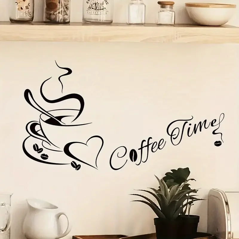 "Coffee Time" Wall Sticker - 11.81x15.75inch - Classic Design - Self-Adhesive - Kitchen Decor - BRUP Brand