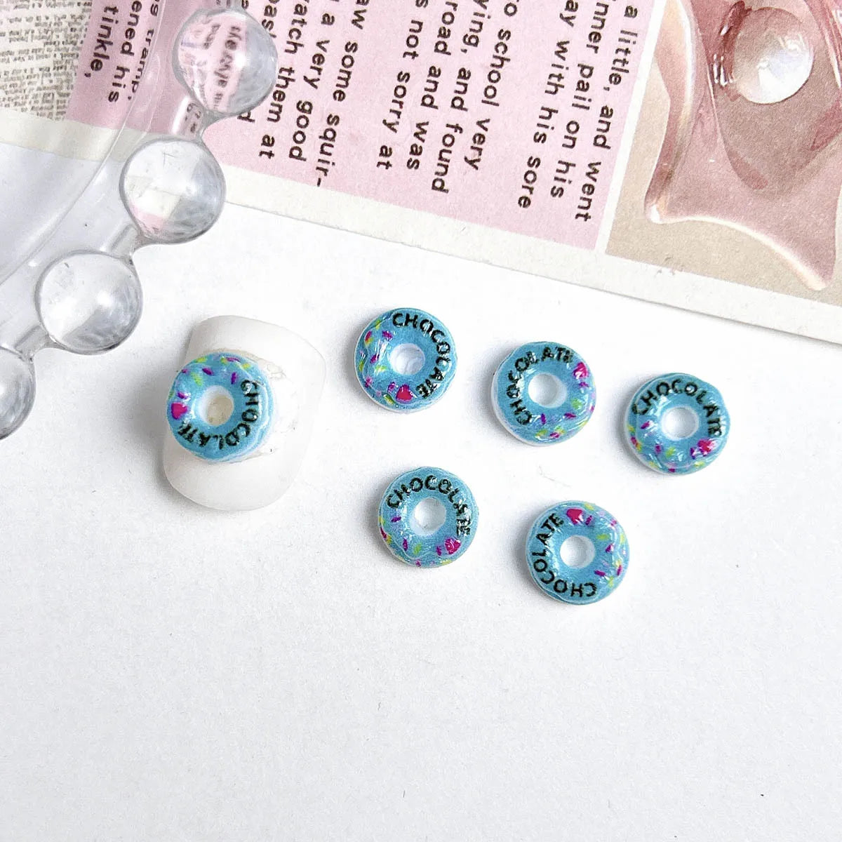 20PC Candy Nail Charms Lumious Cartoon Donut Nail ArtF Accessories Creative Simulated Painted Doughnut Nail Decorations Supplies