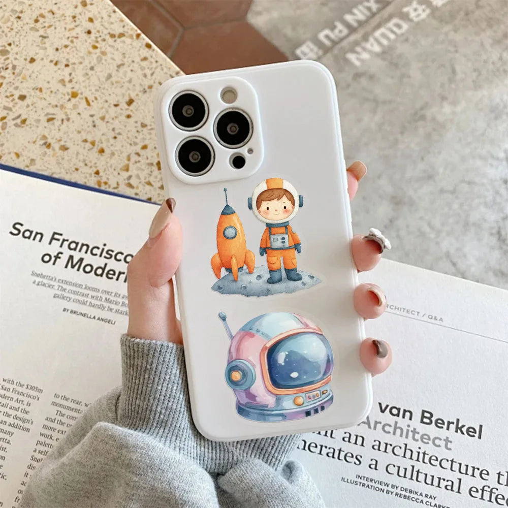 50PCS Space Astronaut PET Plastic Stickers Fun Decorative Phone Cases Laptop Skateboards DIY Decorative Toy Stickers