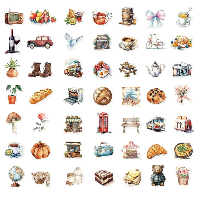10/30/50PCS Cute Bread Life PVC Sticker Aesthetic Children's Decoration Scrapbooking Korean Stationery School Supplies for Kids