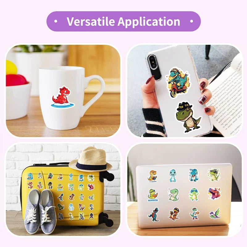 10/30/50PCS Kawaii Fashion Dinosaur Sticky PVC Sticker Aesthetic Stationery DIY Decoration Scrapbooking School Supplies for Kids