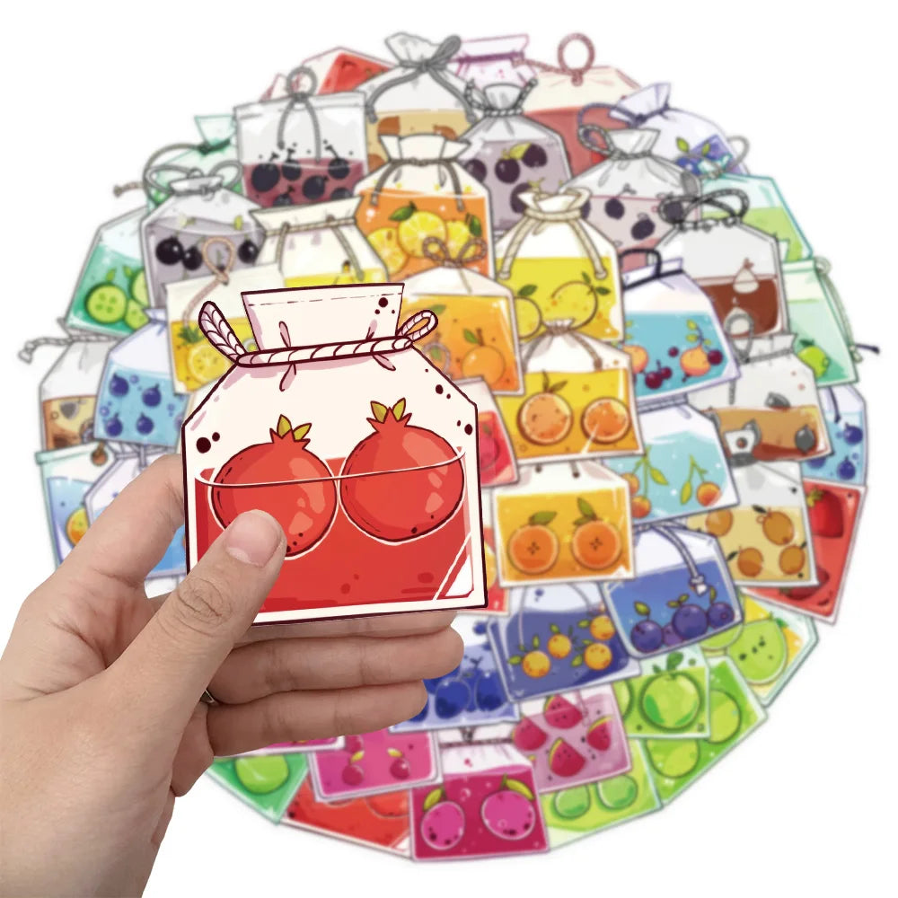 50PCS Fruit Tea Bag Cartoon Series Decorative Stickers DIY Decorative Tablet Computer Water Cup Skateboard Toy Stickers