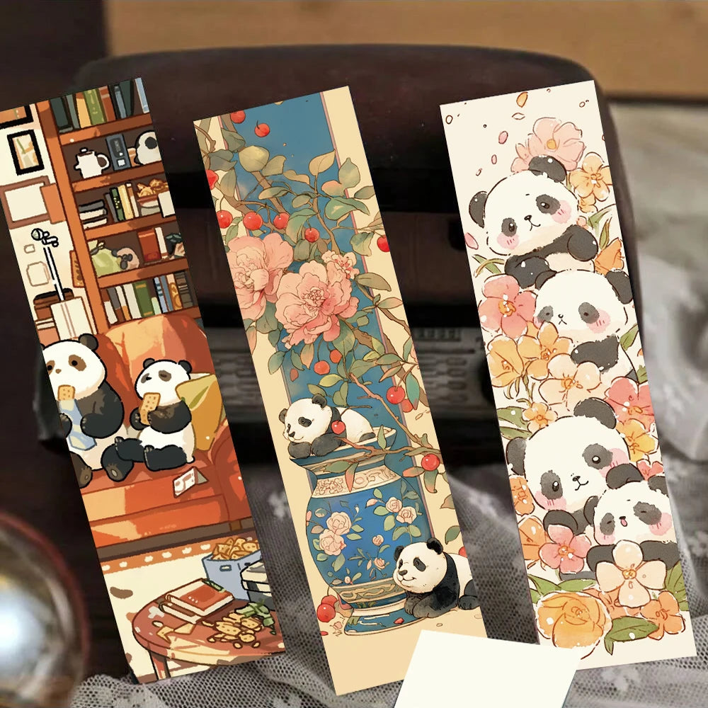 30PCS Cute Panda Bookmark Reading Books Suitcase Annotated DIY Phone Stationary Pages Supplies Cards Cartoon Marking Bookmarks ﻿