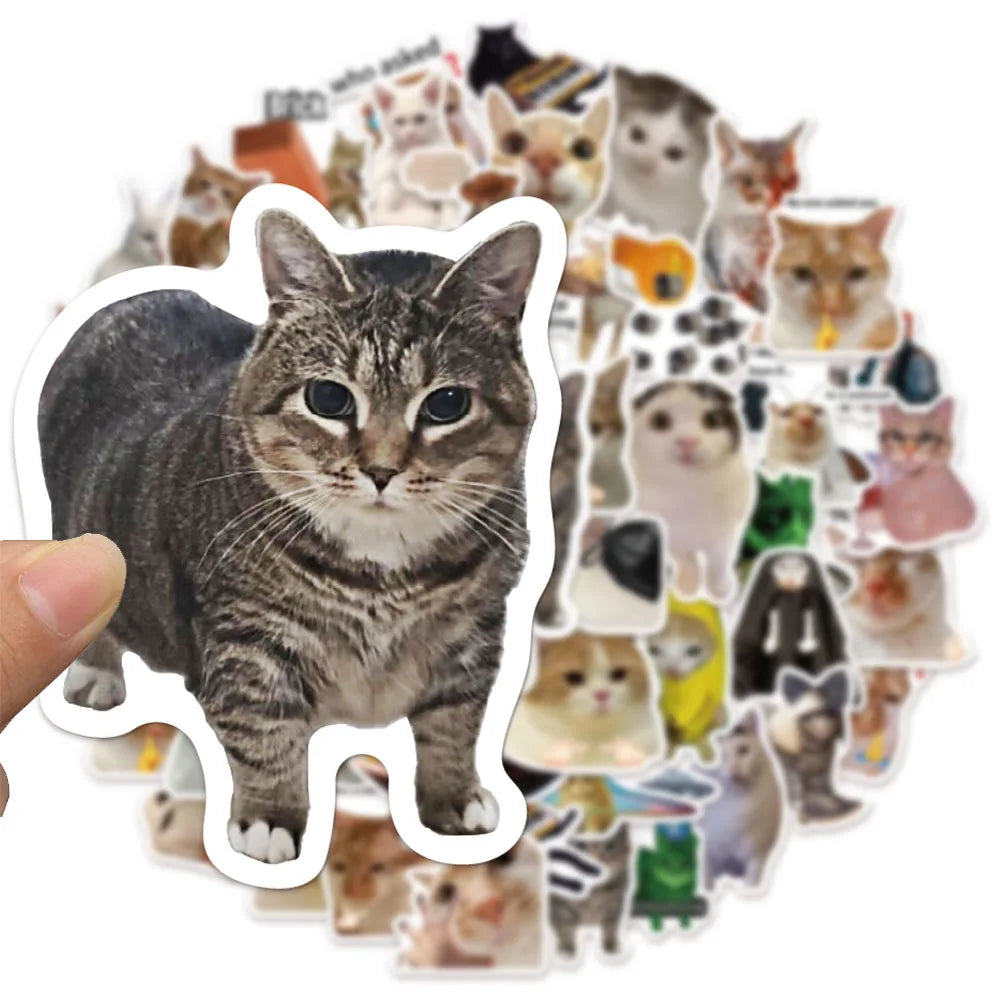 50PCS Creative Network Popular Cat Model Collection Handmade Account DIY Graffiti Manual Notebook Mobile Tablet Sticker Toy