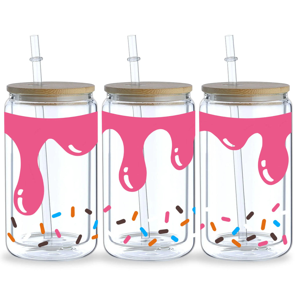 5 Sheets Donut UV DTF Cup Stickers, Glass Movement DTF Transfer Stickers Waterproof Wipe-On Transfer Paper for 16oz Glass, Mug,