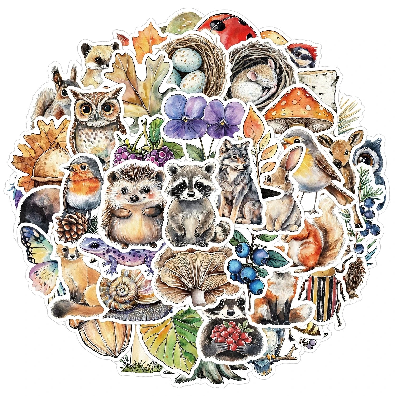 50/100PCS Cartoon Animal Graffiti Stickers Water Cup Phone Waterproof Stickers Cute Watercolor Animal Stickers