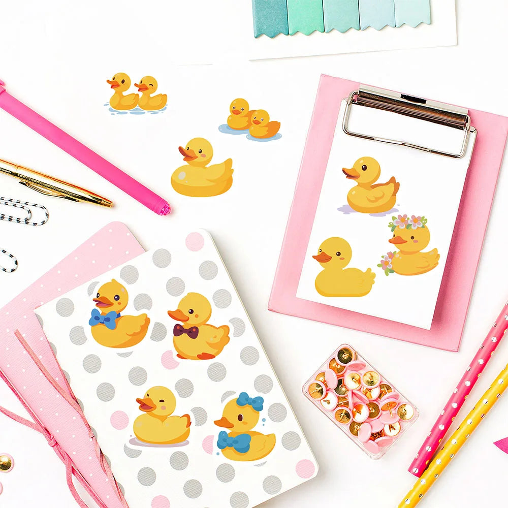 500PCS Cute Cartoon Duck Roll Stickers Notebook Phone Birthday Coffee Skateboard Fashion Laptop Luggage Waterproof Decoration ﻿