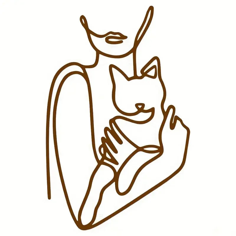 1pc Elegant Woman and Cat Wall Sticker - Contemporary Self-Adhesive Vinyl Decal, Reusable Glossy Finish for Living Room, Bedroom