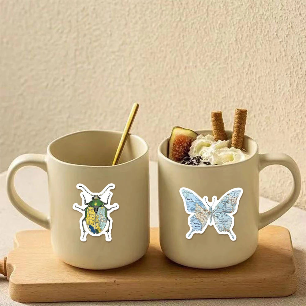 50PCS Retro Map Stickers Decorative DIY Creative Phone Cases, Laptop Cups, Speakers, Toy Stickers