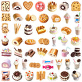 50-Pack Ins Style Food Dessert Waterproof DIY Graffiti Stickers for Desktop Water Cup Notebook Phone Tablet Luggage Decoration