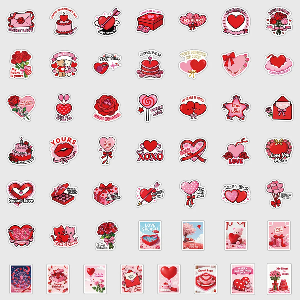 50/100PC Valentine's Day Graffiti Stickers, Water Cups, Luggage Waterproof Decoration Stationery Stickers