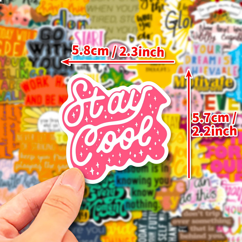 50PCS Cartoon Inspirational Text Stickers DIY Luggage Stickers English Creative Graffiti Stickers