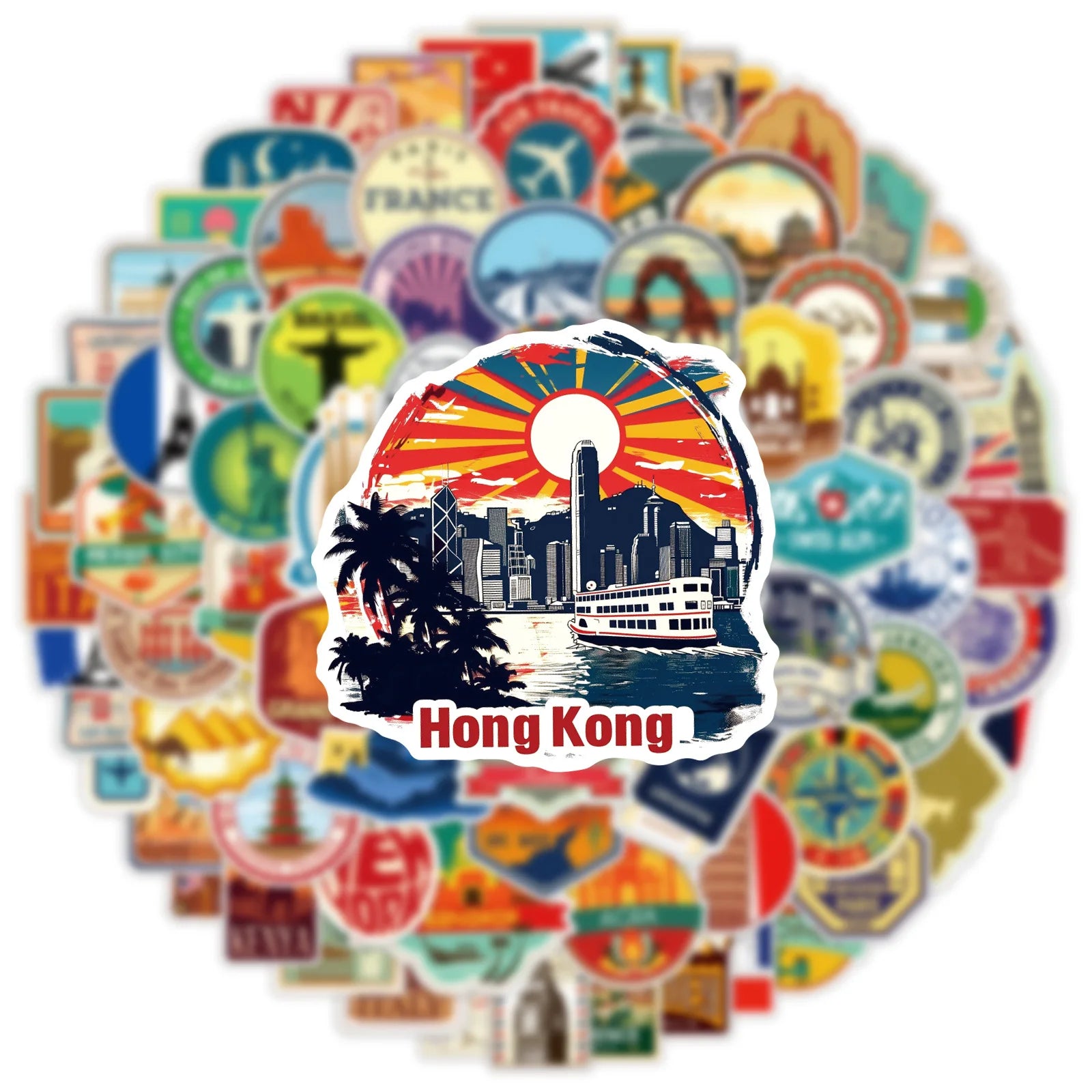 100PCS Travel Graffiti Stickers Car Phone Computer Guitar Decorative Stickers Notebook Waterproof Stationery Stickers