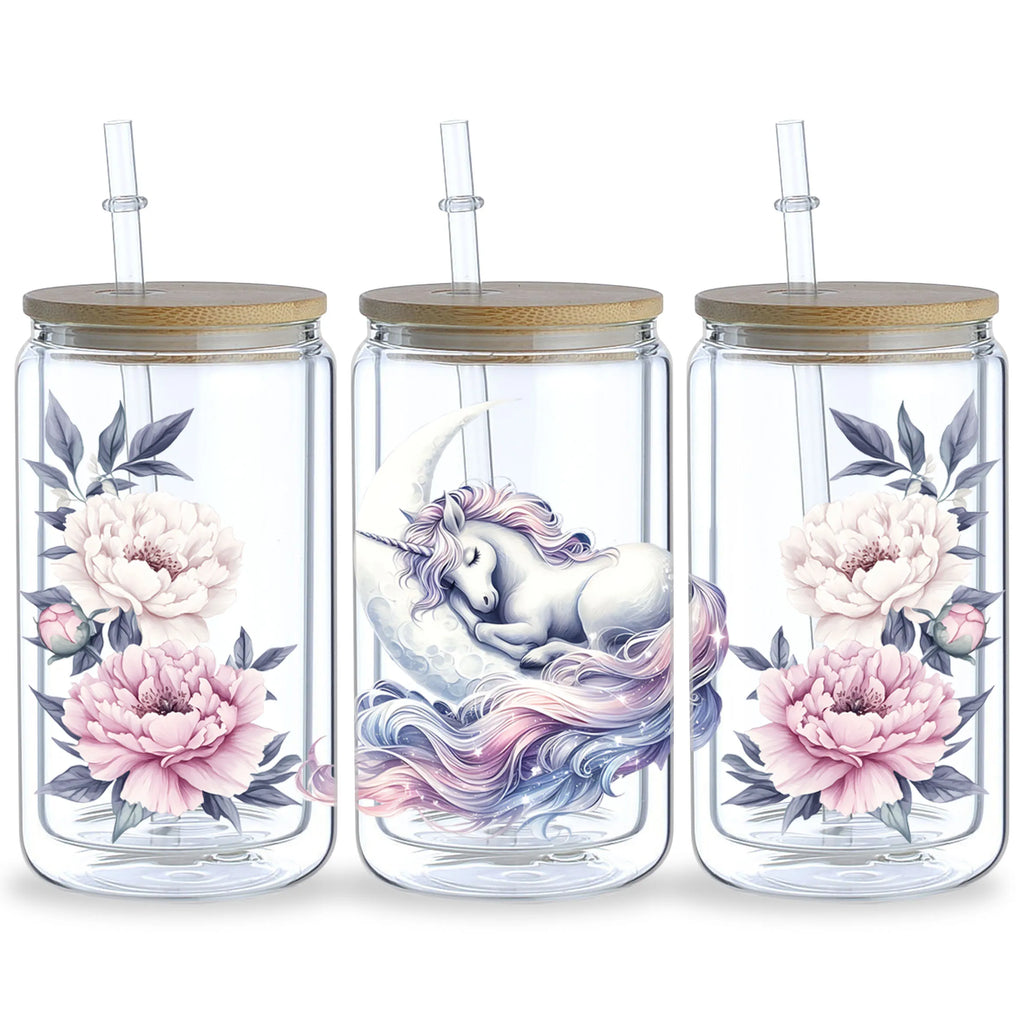 5 sheet Unicorn UV DTF Cup Stickers, DTF Transfer Stickers, Waterproof Wipe Transfer Paper for 16oz Glass, Mug, Craft, Furniture
