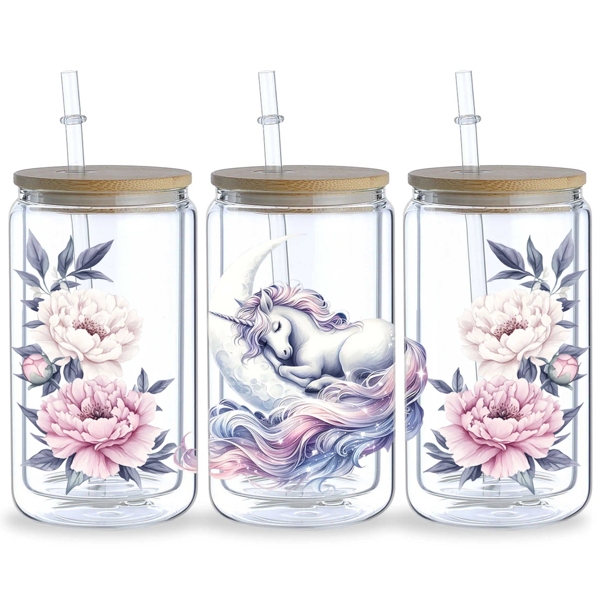 5 sheet Unicorn UV DTF Cup Stickers, DTF Transfer Stickers, Waterproof Wipe Transfer Paper for 16oz Glass, Mug, Craft, Furniture