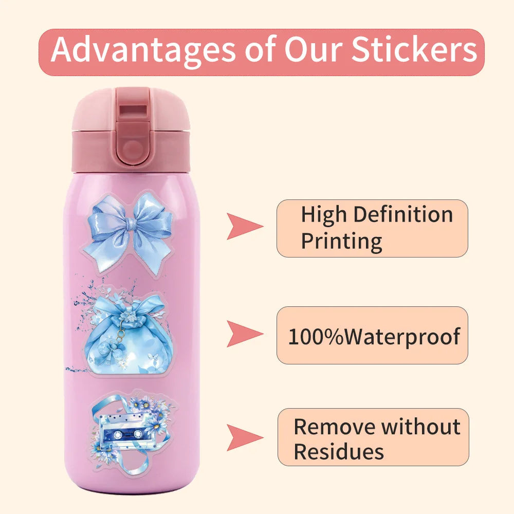 62/124 PCS Transparent PET Blue Personalized Graffiti Stationery Notebook Decor Stickers Luggage Water Cups Scooter Stickers