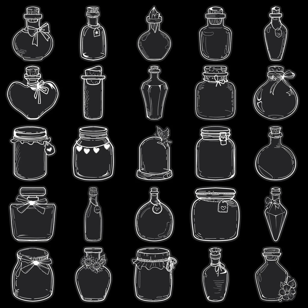 50/100PCS Transparent Wish Bottle Sticker Cartoon Bottle PET Miniature Waterproof Decoration DIY Water Bottles Sticker