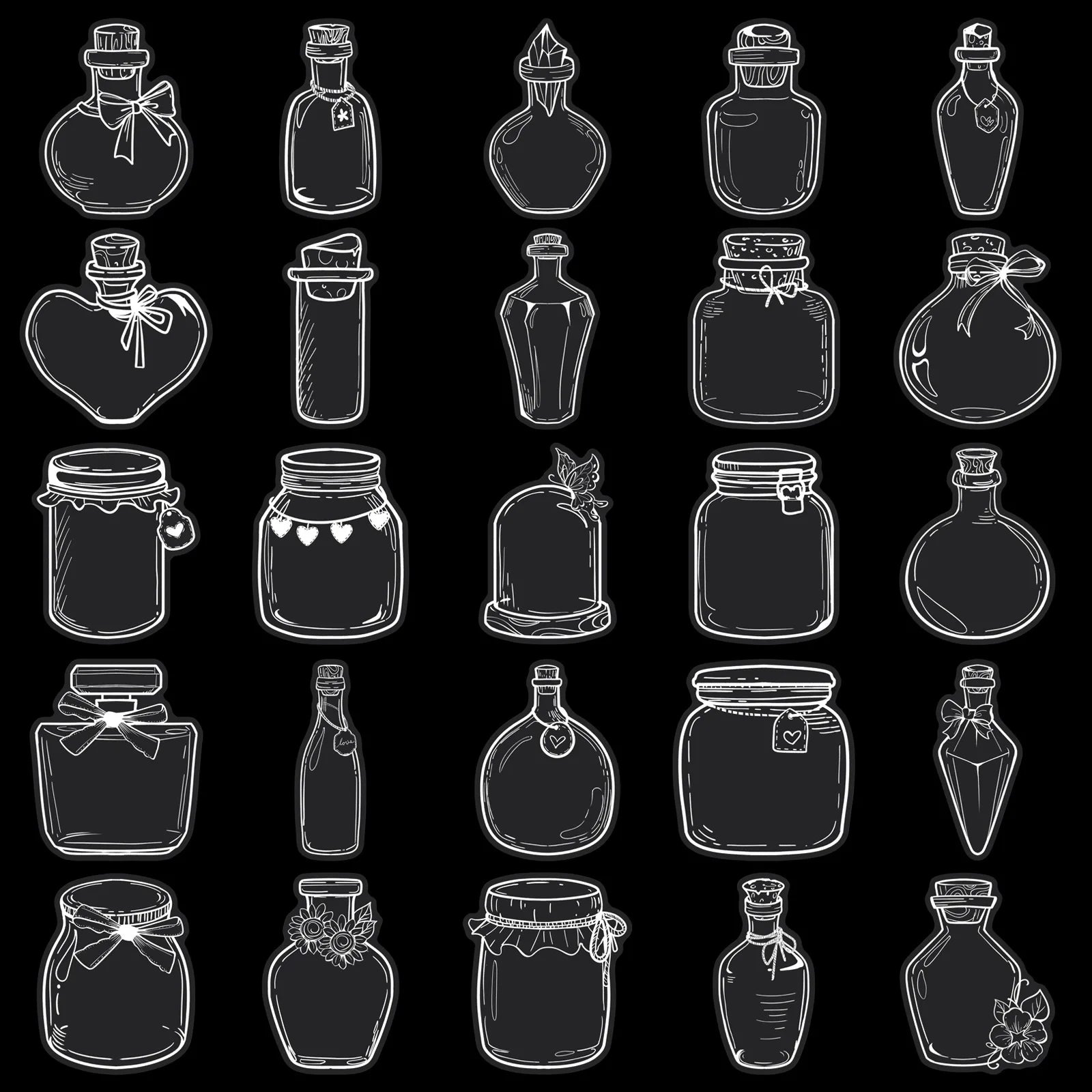 50/100PCS Transparent Wish Bottle Sticker Cartoon Bottle PET Miniature Waterproof Decoration DIY Water Bottles Sticker