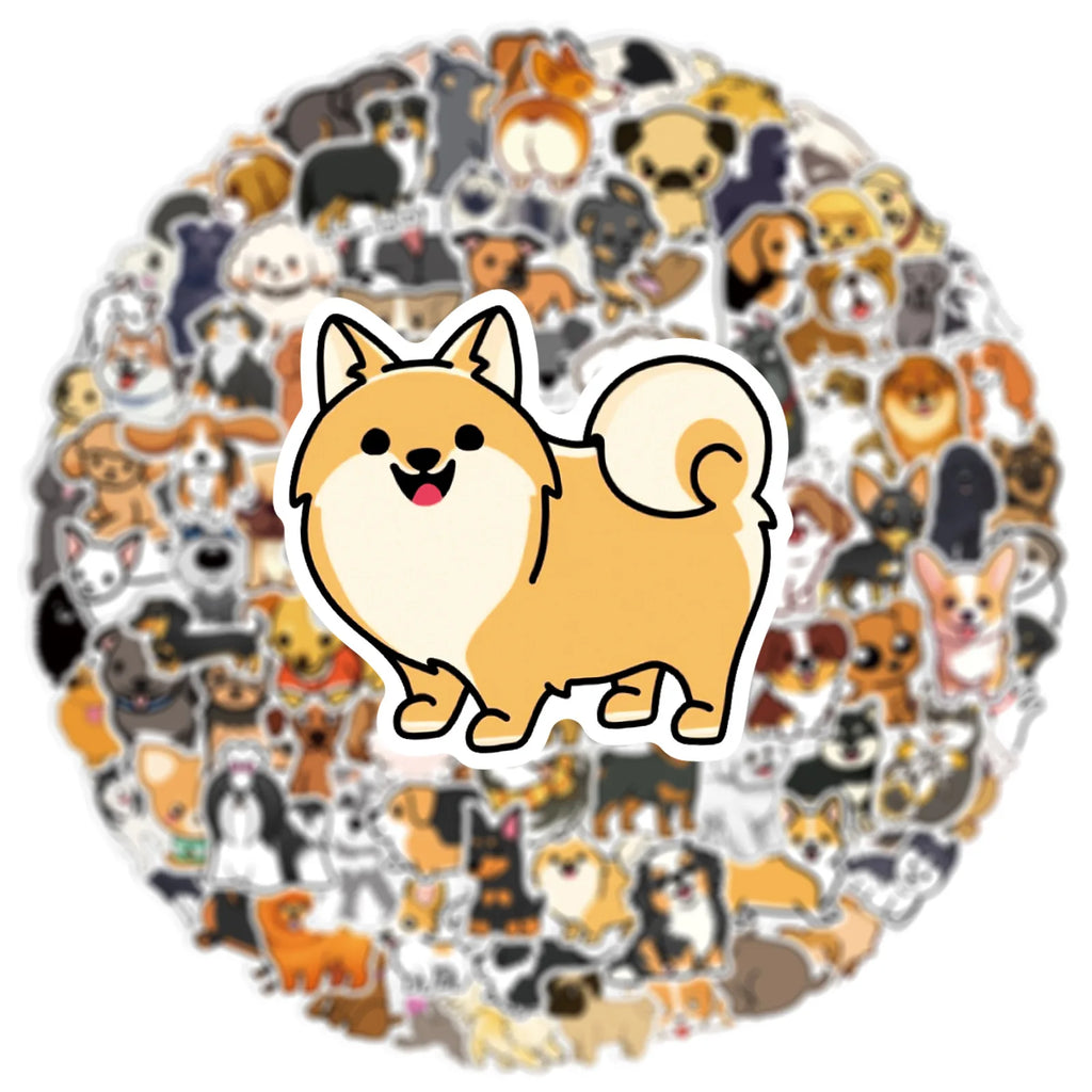 100 Pcs Small Size Cute Dog Graffiti Stickers, Water Cup Stationery Box DIY Decorative Waterproof Stickers