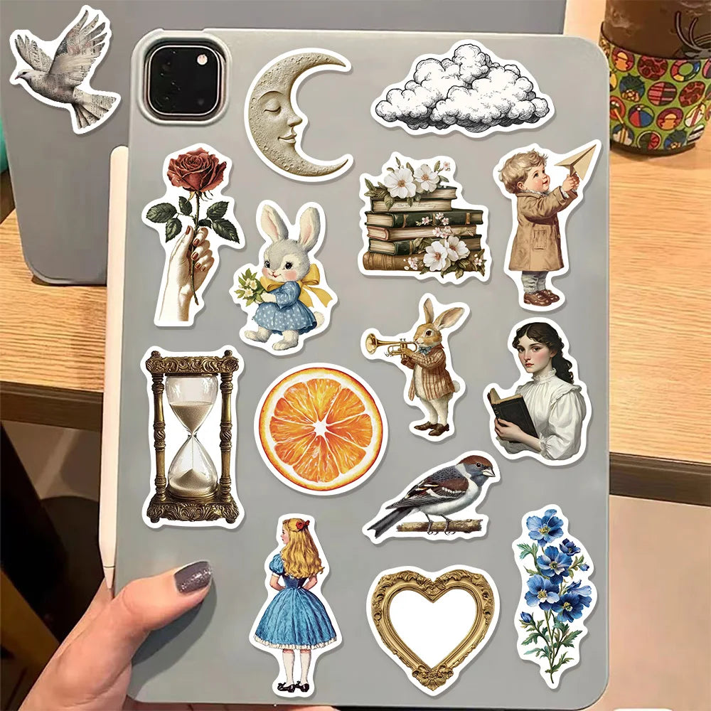 50PCS Retro Art Aesthetic Graffiti Stickers DIY Manual Tags Bookroll Notebook Tablet Toy Stickers