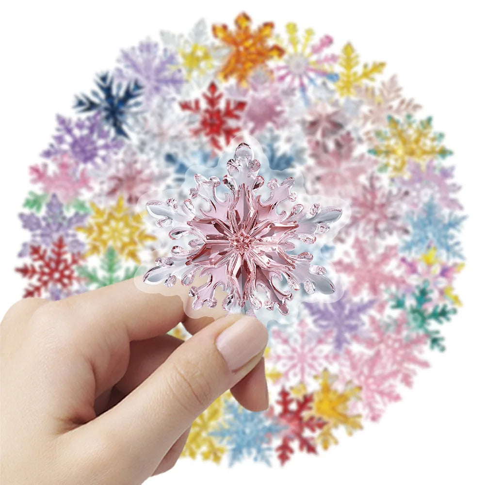 50/100PCS Cartoon Christmas Snowflake Stickers Decor Stationery Glass Windows Showcase Festive Atmosphere Graffiti Stickers