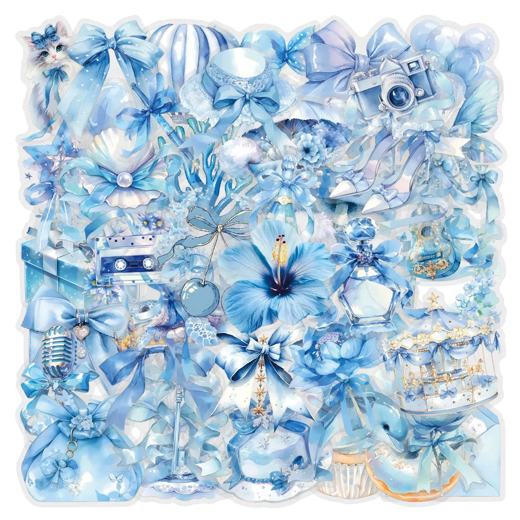 Variety 60PCS Waterproof Transparent PET Butterfly Flower Shell Cartoon Graffiti Stickers DIY Decor Guitar Notebook Stationery