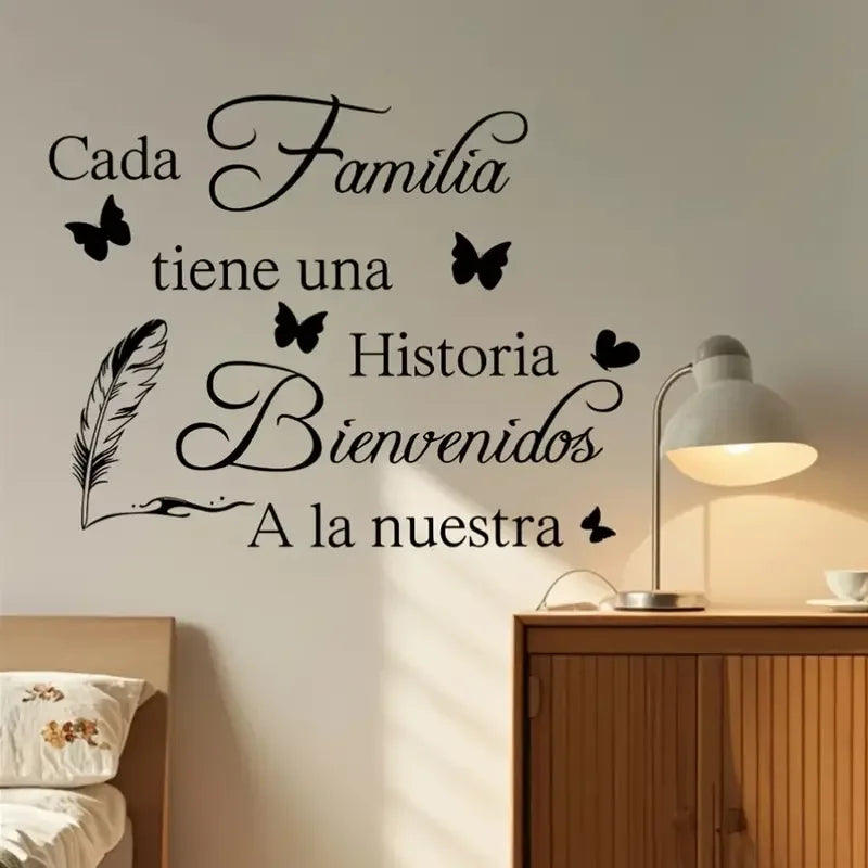 Spanish Family Quote Wall Stickers, Easy to Peel And Stick PVC Wall Decals, Home Office Decor, Room Decoration, Modern Home Deco