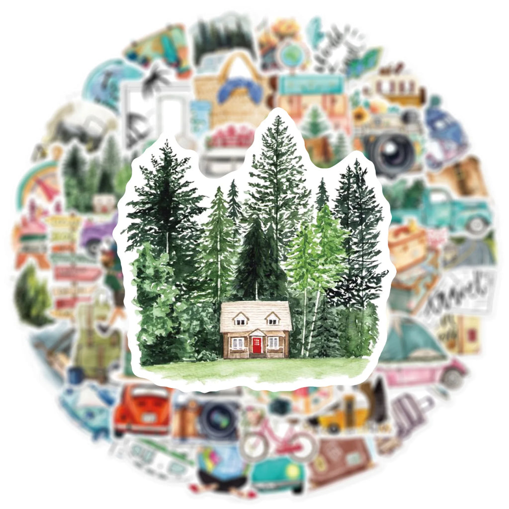 50PCS New Trendy Outdoor Travel Scenery Graffiti Cell Phone Helmet WaterCup Car DIY Waterproof PVC Handbook Play Reward Stickers