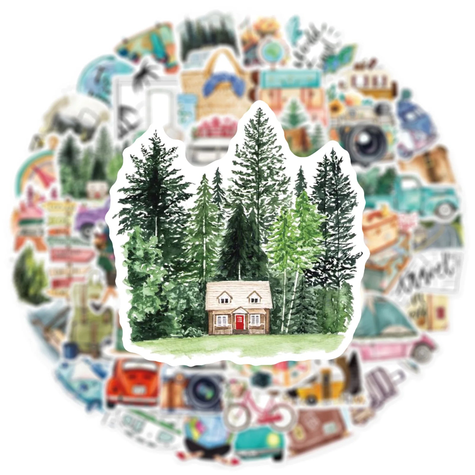 50PCS New Trendy Outdoor Travel Scenery Graffiti Cell Phone Helmet WaterCup Car DIY Waterproof PVC Handbook Play Reward Stickers