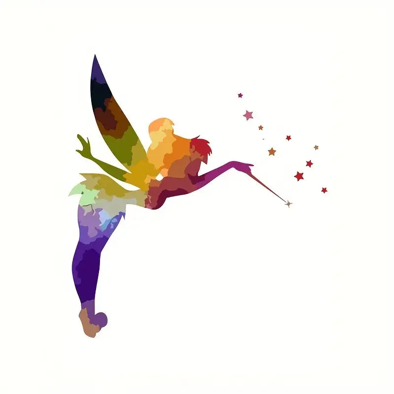 Multi-Surface Watercolor Fairy PVC Decals - Durable Adhesive Tinkerbell Stickers for Laptops, Water Bottles, Vehicles, Home Deco