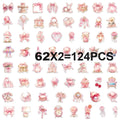 62/124 PCS Transparent Pink Personalized Graffiti Stickers for Luggage Water Cups Scooter Stationery Notebook DIY Stickers