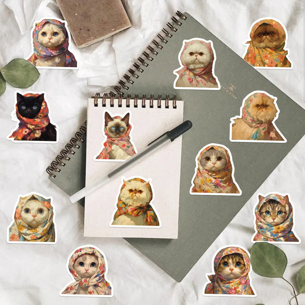 50/100PCS Cute Cartoon Headbands Cat Graffiti Stickers Guitar Notebook Luggage DIY Waterproof Stationery Stickers