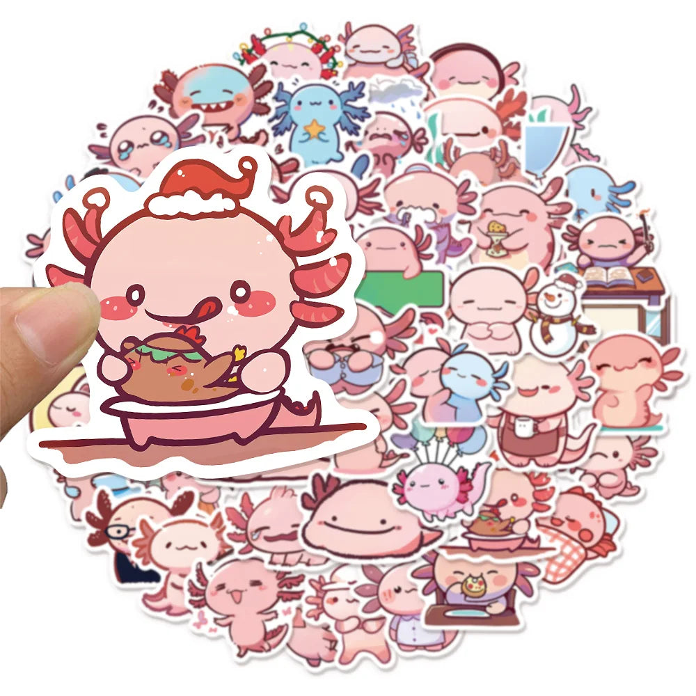 50PCS Cartoon Animal Fun Axolotl Graffiti Stickers DIY Manual Scrap Book Tablet Trendy Decoration Toy Stickers