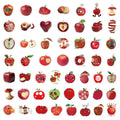 50-Pack Cartoon Apple Stickers for Office Supplies Notebook Luggage Helmet Fridge Decorative Decals