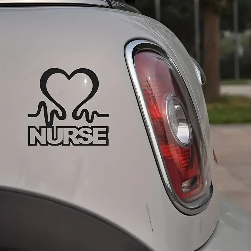 1pc Nurse Heart Car Stickers, Removable Vinyl Adhesive Decals, Window Stickers Decals, Car Decoration, Car Accessories