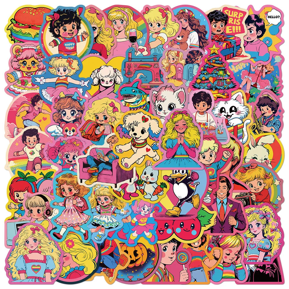 50/100PCS Cute Retro Stickers Luggage Phone Water Cup Decoration Waterproof DIY Stationery Stickers