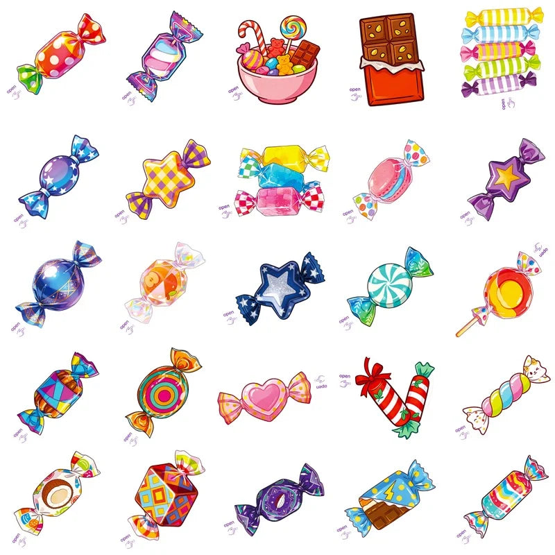 10/30/50PCS Cartoon Star Candy Sticky PVC Sticker Stationery DIY Colored Laptop Luggage Skateboard Decoration Scrapbooking