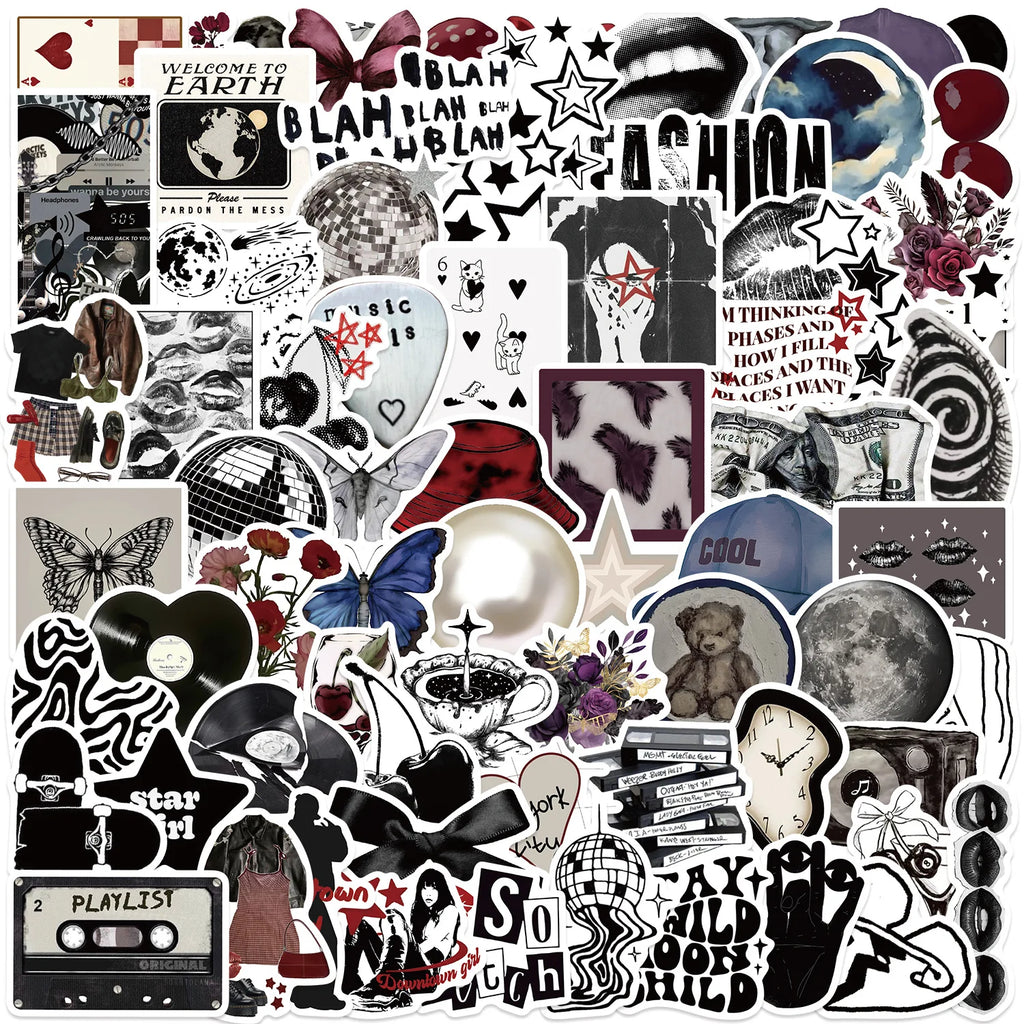 100Pcs Multi-Style Y2K Downtown Girls Stickers, DIY Decor Decals for Guitar Notebook Fridge Kids Stationery Waterproof Stickers