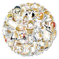64PCS Cute Cat Animal Cartoon Stickers Fun Stickers DIY Manual Scrapbook Fixed Phone Laptop Stickers Toys