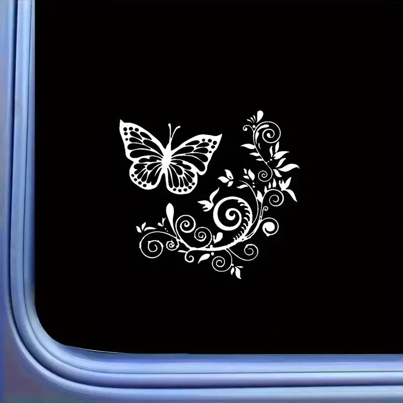 Car Stickers Only Butterfly Flower Fun Car Sticker, Exterior Decoration for Cars and Motorcycles, Reflective Vinyl Decal