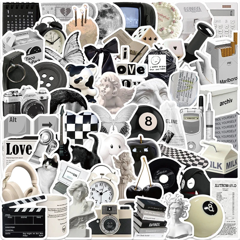 10/30/61PCS Simple Sculpture PVC Graffiti Sticker Sticky Aesthetic Decorative Scrapbook DIY Child Phone Stationery Supply