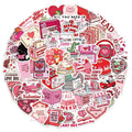 50PCS Valentine's Day Bookish Sticker Set Brochure Handheld Account Phone Case Computer Laptop Waterproof Stickers