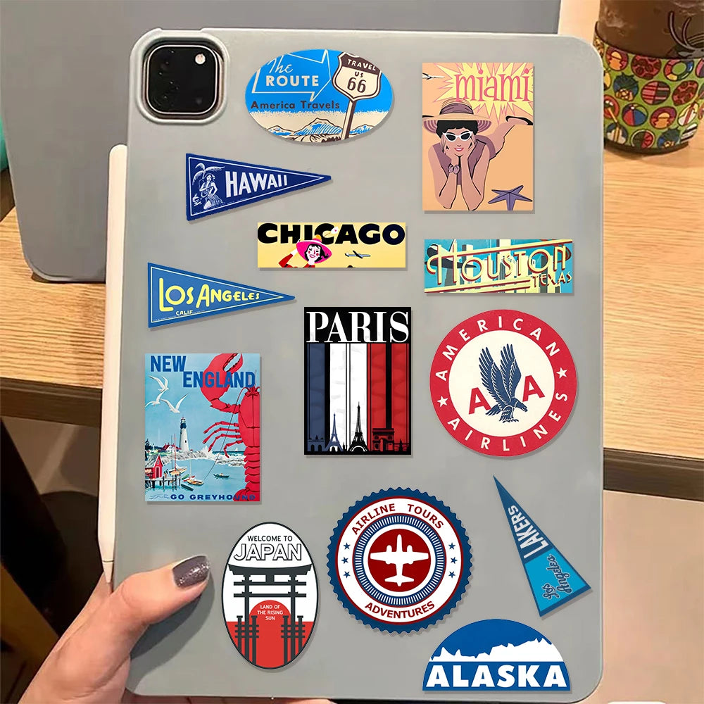 30PCS US Popular Route 66 Cartoon Fun Sticker Pack DIY Manual Account Phone Case Notebook Skateboard