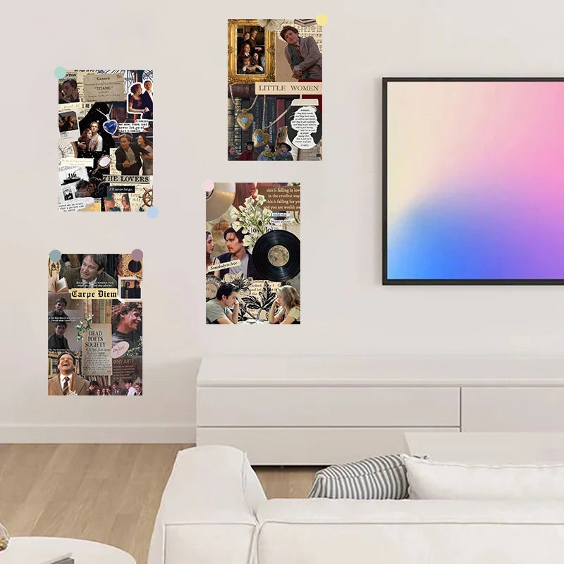 10PCS Movie poster collage Card Postcard Stickers Harajuku Retro Retro Fashion DIY Photography Dot Background Wall Decorative