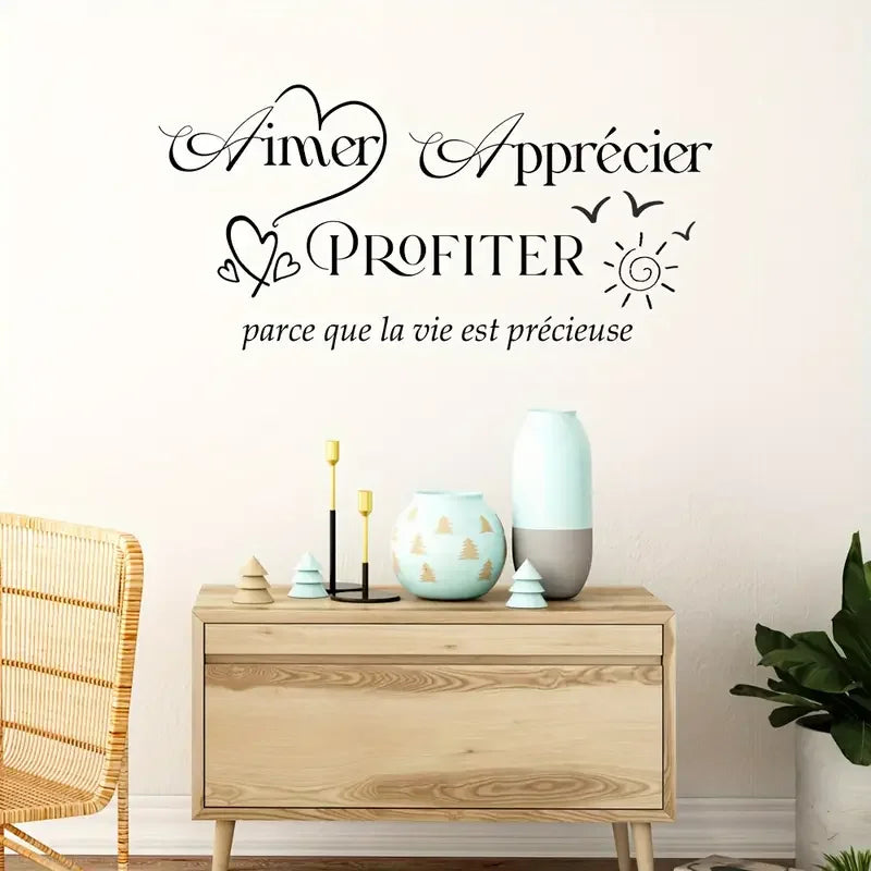 A Vinyl Wall Sticker Featuring a French Inspirational Quote, Suitable for Decorating Bedrooms, Living Rooms, Dining Areas, And S