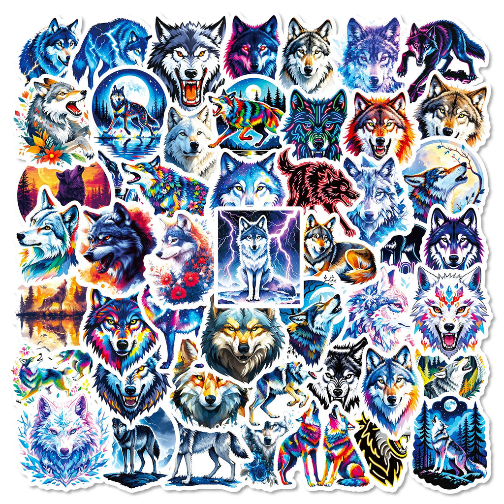 56/112 Pcs Cool Vivid Coyote Doodle Stickers Strong Adhesive for Stationery Box Pen Holder Phone Laptop Skateboard Surfboard